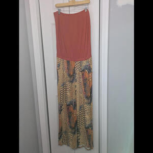 Lascana NWT Women's Size Medium Jumpsuit Strapless Orange Multicolor